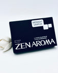 Zen Aroma “Midnight Sampler” box set featuring a curated collection of seven short incense blends, styled with a white flower on a minimal white background.