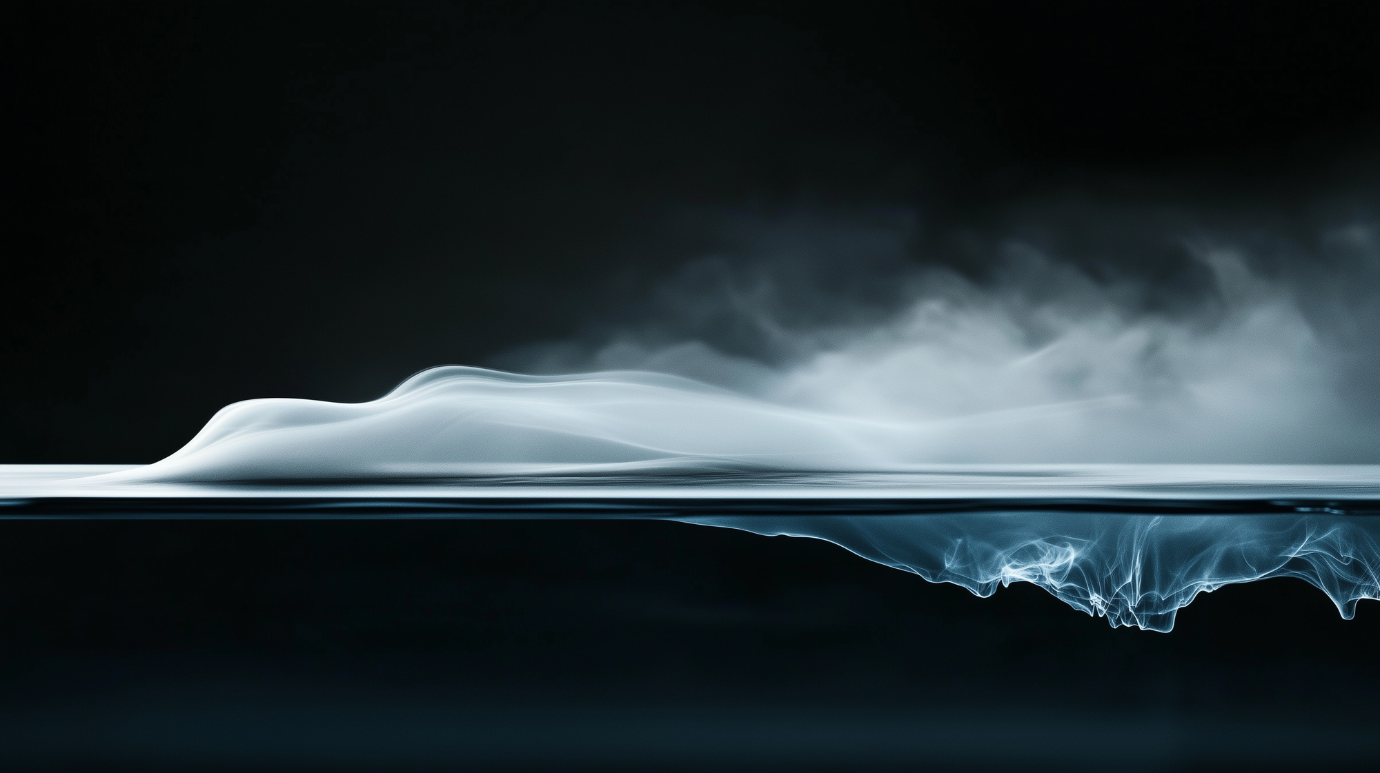 Zen Aroma Backflow Incense – cascading smoke flowing like water on dark background, capturing meditative motion and visual fragrance ritual