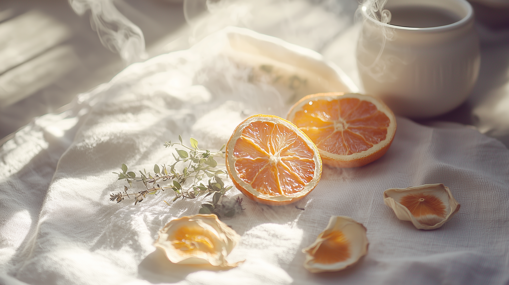 Zen Aroma Fragrance Discs – dried citrus, herbs and soft smoke on linen, evoking portable natural scents and subtle moments of calm